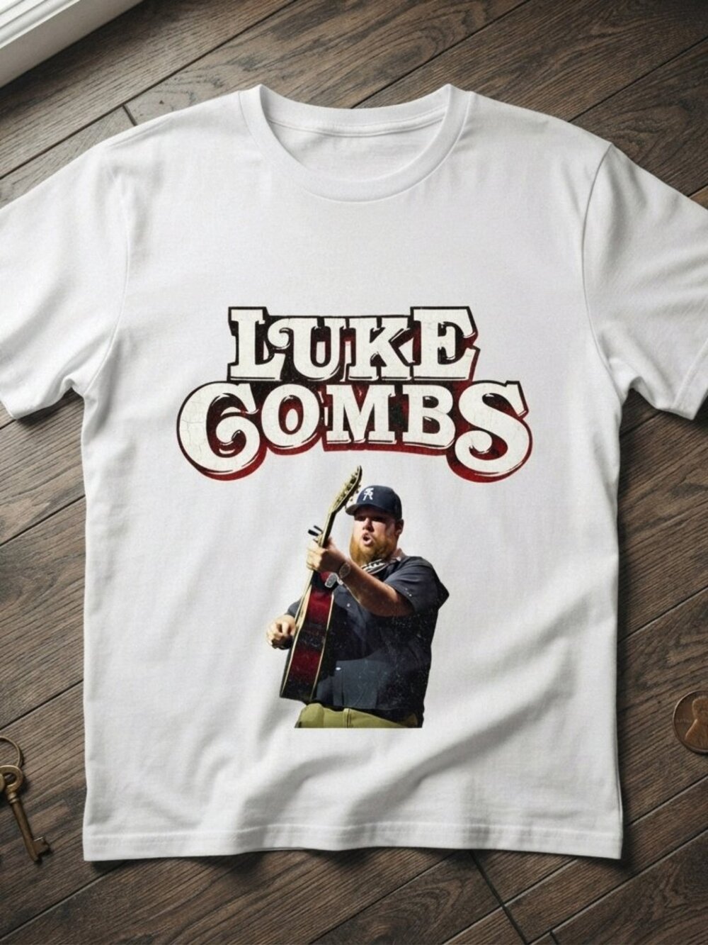 Luke Combs White Graphic T-Shirt Country Music Concert Tee